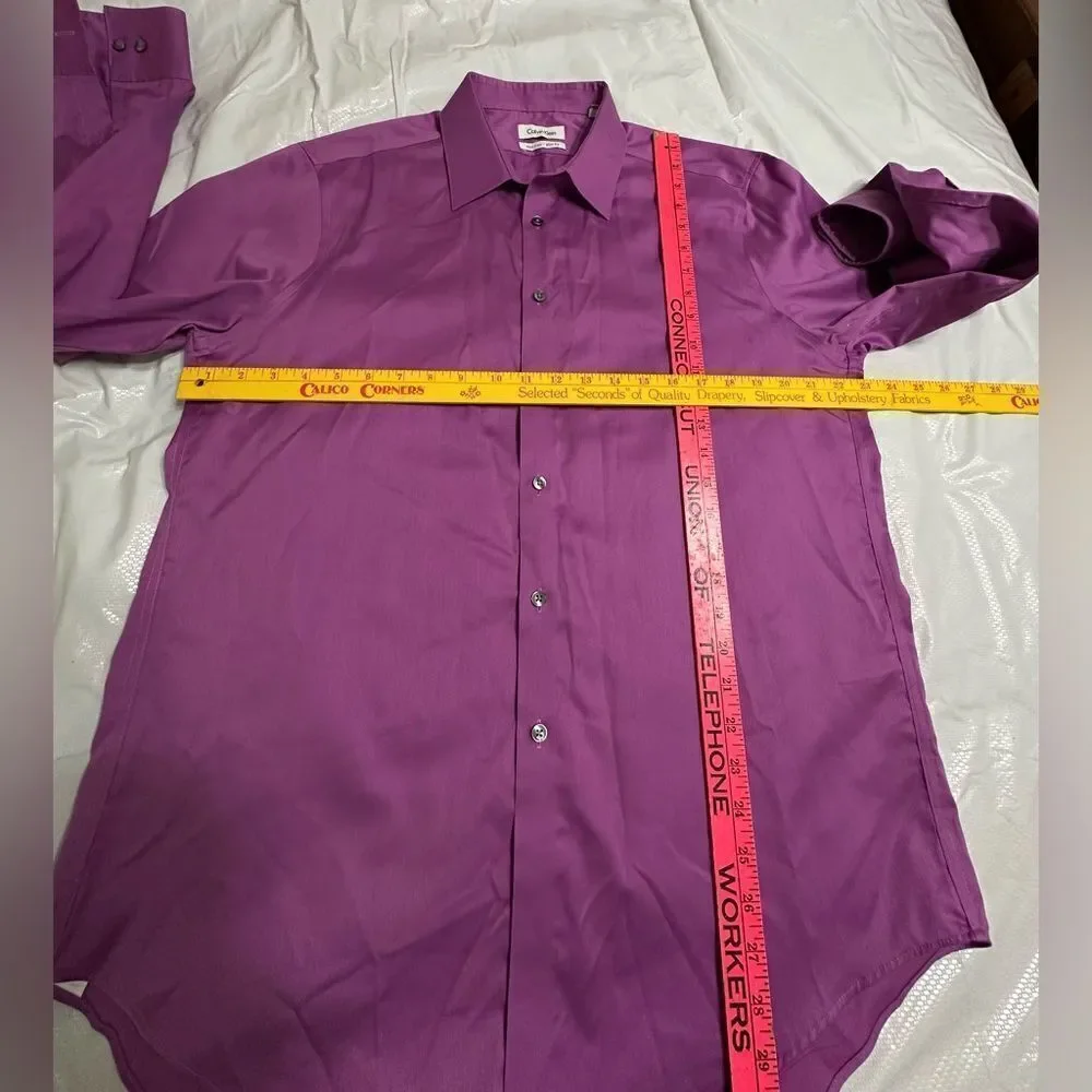 Calvin Klein Purple Cotton Slim Fit Dress Shirt Size 16.5” arm 34/35